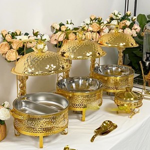 Recipiente para Calentar Comida de Acero Inoxidable de Diseño, Acabado Dorado, con Tapa, para Servicio de Buffet, Uso en Hoteles, Restaurantes y Hogares - Product Image 2