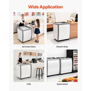 Congelador comercial de 5.6 pies cúbicos para gelato con tapa y caja con cerradura, vitrina expositora de helados para uso en restaurantes - Product Image 6