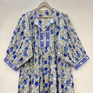 Robe décontractée mi-longue pour femme en coton tissé 100% uni, à manches courtes, taille empire, style babydoll, coupe ample et fonctionnelle à col en V oversize - Product Image 4