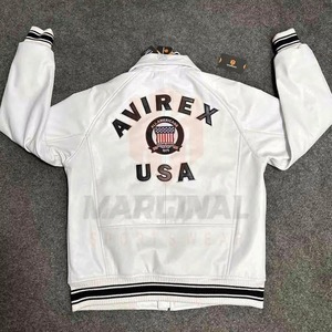 Custom Made Outdoor Best Selling Genuine Cowhide Avirex <b>Jackets</b> New High Quality Stylish Windproof White Leather Avirex <b>Jackets</b> - Product Image 3