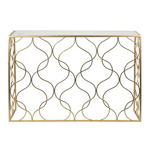 Consola de pared de la serie Fashion con soporte de hierro con diseño de figura y soporte de vidrio transparente rectangular perfecto para Living Ro - Product Image 5