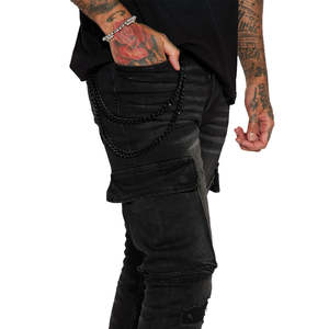 Jeans en denim décontractés pour hommes, taille mi-haute, coupe droite, avec poches avant et arrière, style urbain, haute qualité, vente en gros - Product Image 6