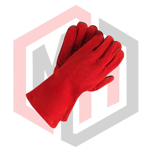 Gants de soudage longs rouges, résistants, en cuir de vachette, anti-déchirure, anti-coupure, pour pompiers, antistatiques, 11 oz - Product Image 3