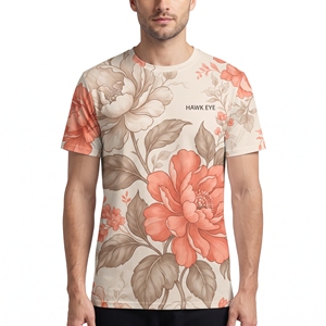 <b>Men's</b> <b>Floral</b> Sublimation <b>T</b> <b>Shirt</b> Short Sleeve Crew Neck Regular Fit Polyester Casual Summer Top - Product Image 6