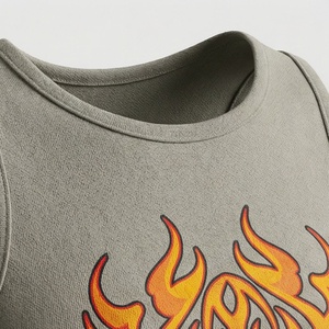Women's Sleeveless Crew Neck Top With <b>Flame</b> Print Knitted Polyester Casual Spring Summer Daily Wear Regular Fit - Product Image 1