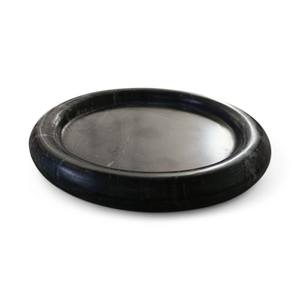 Plateau rond en marbre noir jet, plateau de service décoratif en pierre naturelle, décoration de luxe pour la maison - Product Image 2