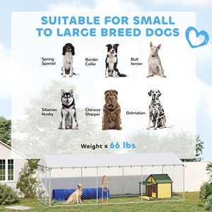Recinto per Cani da Esterno 20FT X 7.5FT X 6.5FT, Gabbia Grande per Cani di Piccola, Media e Grande Taglia con Tetto Impermeabile, Colore Argento - Product Image 4