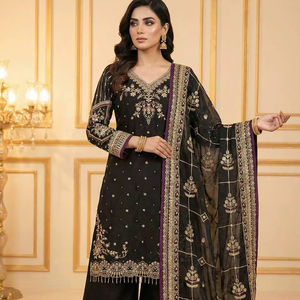Lancement de 3 ensembles de costumes modernes en velours 9000, comprenant un haut, un bas et un dupatta, pour mariage - Product Image 1