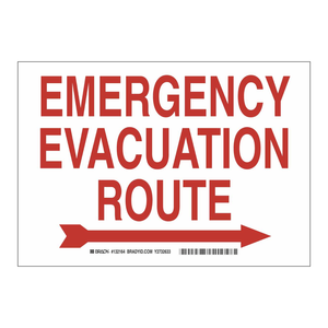 Panneau de signalisation d'évacuation d'urgence Brady pour intérieur et extérieur - Panneau de guidage de sécurité en PVC/PC durable - Product Image 1