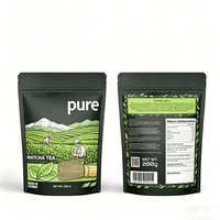 Emballage personnalisé pour matcha, logo imprimé, sachets d'emballage pour poudre de matcha résistants à l'humidité, sachets refermables à fermeture éclair