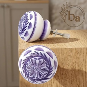 Modern Etched Flower Resin Eco-Friendly Dresser Cabinet Knobs <b>Pull</b> Handle Handicraft Kitchen Bedroom <b>Bathroom</b> Wardrobe Living - Product Image 3