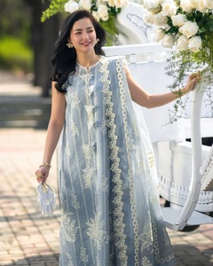Nouvelle Robe de Soirée Courte en Chiffon à Manches Courtes, Dentelle Simple, Coupe Classique Évasée, Traîne Chapelle, Élégante et Magnifique, Nouveau Design de Haute Qualité - Product Image 5