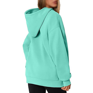 Sweat-shirt à capuche oversize vert menthe pour femme, épaules tombantes, poche kangourou, fabrication sur mesure, marque privée - Product Image 4