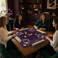 Tapis de Mahjong Américain Personnalisé en Néoprène 33 Pouces Antidérapant Motif Géométrique Art Déco Oiseau Housse de Table Carrée Cadeau Soirée Jeux OEM ODM Vente en Gros