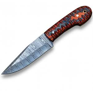 Herramienta de campo personalizada hecha a mano con acero de Damasco trenzado, mango G10 naranja y negro en capas - Product Image 5