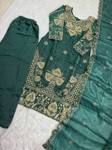 Presenting New Designer Collection In <b>SILK</b> With Heavy Embroidery Sequence Work Top-Bottom And Dupatta Set Fully Stitched - Product Image 5