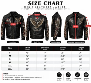 เสื้อแจ็คเก็ตหนังวัวสีดำผู้ชายปักลายซิปขึ้นเสื้อโค้ทบอมเบอร์กันลมกันน้ำฤดูหนาวเสื้อคลุมกันหนาว - Product Image 5