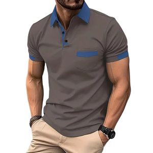 Chemises pour hommes en tricot 100% coton à manches courtes avec logo sur le devant, décontractées, respirantes, brodées - Product Image 4