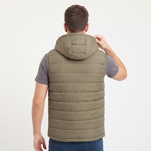 Chaleco Acolchado con Capucha para Hombre, Chaqueta sin Mangas para Invierno, Cortavientos, Informal, para Exteriores, con Bolsillos con Cremallera - Product Image 6