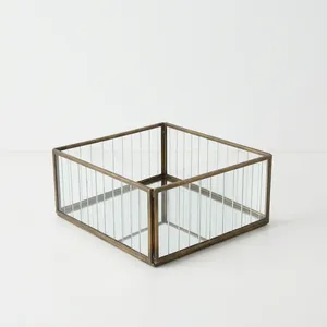 Modern <b>Square</b> Metal Frame <b>Glass</b> Panel Votive Home Decoration Durable Design - Product Image 2