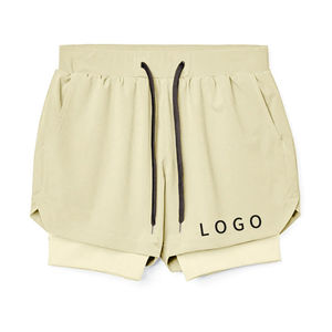 Shorts cargo noirs unis pour hommes avec logo blanc sur le bas, taille mi-haute athlétique, fermeture élastique, tissu tricoté respirant, 86 % polyester - Product Image 5