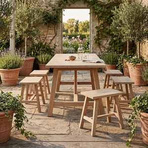 Tabouret rectangulaire en teck massif, tabourets de salon, ottomanes, banc en bois artisanal, chaise basse d'appoint, mobilier d'extérieur - Product Image 5