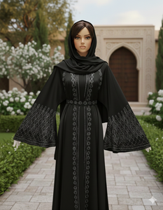 อาบายะห์สตรีแบบดั้งเดิมสีดำสวยงาม รุ่นใหม่ปี 2026 สไตล์ตุรกี ผลิตจากโพลีเอสเตอร์ ระบายอากาศได้ดี เหมาะสำหรับวันอีด ความยาวระดับข้อเท้า แขนยาว - Product Image 2