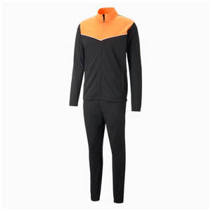 Ensemble de jogging uni de qualité supérieure pour hommes |   Survêtement noir obsidienne orange solaire V-Panel |   Ensemble de survêtement zippé - Product Image 1