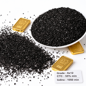 Gold Recovery Activated Carbon 6x12 Mesh 1200 Iodine CTC 60% High Hardness 25 Kg <b>Bags</b> Direct Manufacturer - Product Image 1