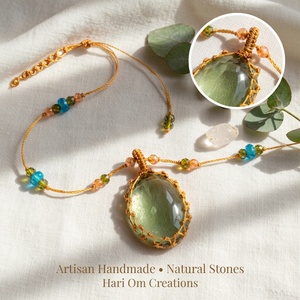 Collier pendentif artisanal en perles d'eau douce plaqué platine, pierre facetée violet-brun, bijoux bohèmes de guérison pour soirée - Product Image 4