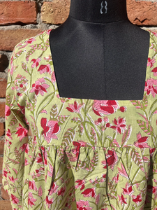 เดรสสั้นสไตล์วินเทจขายดีปี 2026 สำหรับผู้หญิง ผ้าฝ้ายอินเดียแท้ 100% ลายพิมพ์บล็อกผ้าก๊อซ ชุดเดรสผ้าฝ้ายอินเดียสไตล์เรโทรสำหรับผู้หญิง - Product Image 2