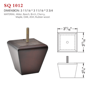 ขาโซฟาไม้เนื้อแข็งพร้อมน็อตยึด ขาเฟอร์นิเจอร์ไม้ทรงสี่เหลี่ยมสำหรับเปลี่ยนขาโซฟา ตู้ โรงงาน รับผลิตแบบ OEM - Product Image 1