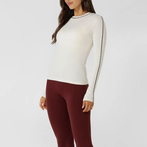 Custom Ribbed Material Blank Crop Length Long Sleeve <b>Compression</b> Shirt Sportswear Running High Strength Breathable Summer Shirt - Product Image 4