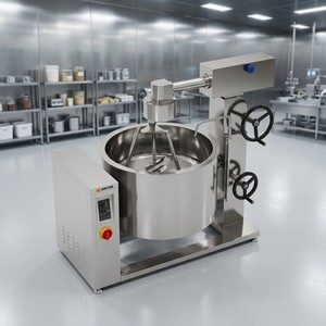 Olla de vapor encamisada con inducción y rotación Amicook 380V/440V: Modelo fiable, de grado alimenticio, seguro, motorizado y fácil de usar para hervir. - Product Image 1