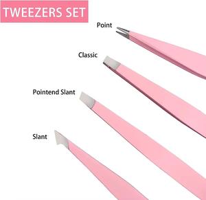 Pinzas para pestañas de acero inoxidable color rosa con punta suave, agarre perfecto, diseño de pinza facial y embalaje personalizado. - Product Image 4