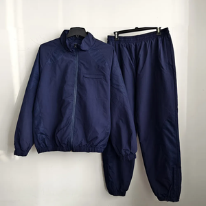 Chándal Unisex Azul Marino de Invierno, Manga Larga, Ligero, de Nailon, Informal, con Cuello Alto, Cordón Ajustable y Bolsillos Laterales - Product Image 1
