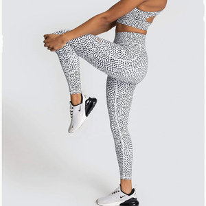 Leggings taille haute à imprimé léopard, longueur intégrale, extensibles, tricotés, sportifs, pour femmes, toutes saisons - Product Image 1
