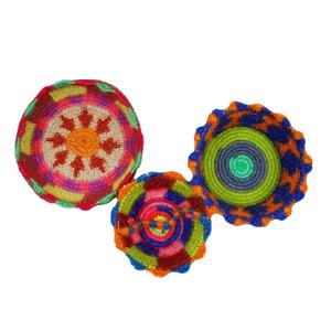 Nylon Circular Handmade Macrame Storage Basket Multicolor Decorative Organizer for Home - Product Image 1