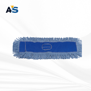 A&S Durable 5x24 Blue Dust <b>Mop</b> with Synthetic Cotton Fibers Loop-End Design and Blue Backing for Multi-Floor Cleaning - Product Image 2