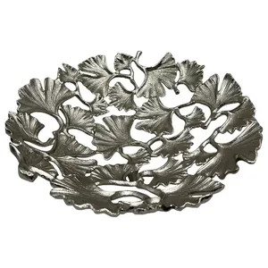 Premium Handmade Fruit Bowl for Kitchen Counter Coffee Table Dining Table DisplayLeaf Shape Metal <b>Decorative</b> <b>Plate</b> Handmade - Product Image 2