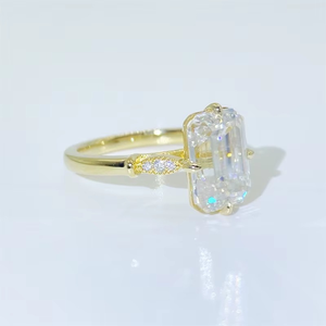 CONCEPTION 925 Sterling <b>Silver</b> Wedding Engagement <b>Rings</b> <b>Emerald</b> Cut Diamond <b>Ring</b> D Color VVS Moissanite <b>Ring</b> For Womens - Product Image 5