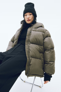 Wholesale OEM <b>Women's</b> Hooded <b>Puffer</b> <b>Jacket</b> Belt Front 2 Way Zip Fastening Faux Fur Lining <b>Waterproof</b> Printed Canvas Fabric - Product Image 4