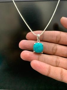 Pierre précieuse turquoise pour femme, cadeau de mariage en argent allemand, bijoux fins pour femme, faits à la main, haute qualité - Product Image 2