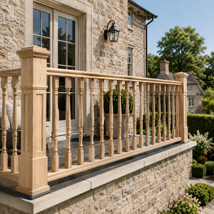 Wood Stair Rail Base Rail Pre-Drilled <b>Wall</b> <b>Mounted</b> <b>Handrail</b> for Staircase Traditional Design - Product Image 5
