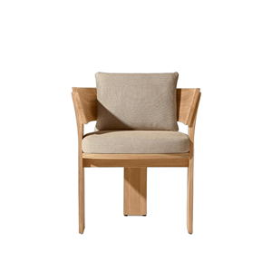 Chaise de salle à manger d'extérieur de luxe scandinave en teck massif avec coussin, écologique, pour villa, hôtel, cour - Product Image 1