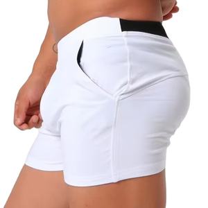 Shorts de sport et de bain pour hommes, en coton, coupe ajustée, respirants, moulants, séchage rapide, écologiques (Rose/Blanc) - Product Image 1