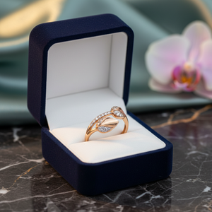 Bague en or rose avec feuille de diamant |   Bague en diamant 0,25 TCW, bague en or 14 carats, clarté SI, bague élégante pour femme, bijoux fins inspirés de la nature - Product Image 2