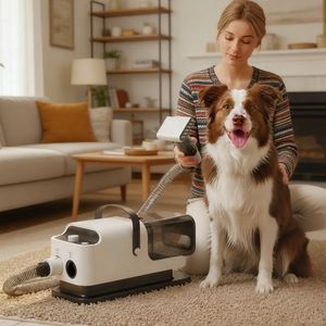 Aspiratore e Asciugatore per Toelettatura Cani con Alimentazione a Batteria, in Materiale ABS, Pettini per Rimozione Peli Animali Domestici, Strumenti per la Toelettatura di Piccoli Animali - Product Image 1
