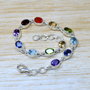 925 Sterling Silver <b>Bracelet</b> Beautiful Exclusive Religious Style Jewelry With <b>Garnet</b> Multi Gemstones Unisex Gift Jewelry Bulk - Product Image 4