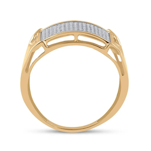 Anillo de Cóctel de Oro Amarillo con Diamantes para Hombre ZAWO HOUSE, Engaste Pavé, Corte Brillante Redondo, Estilo Geométrico de Lujo, Uso Diario - Product Image 2
